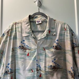 Bubba Gump Shrimp Men's Hawaiian Shirt Lt. Dans Aloha Gear Tan Vacation Beach